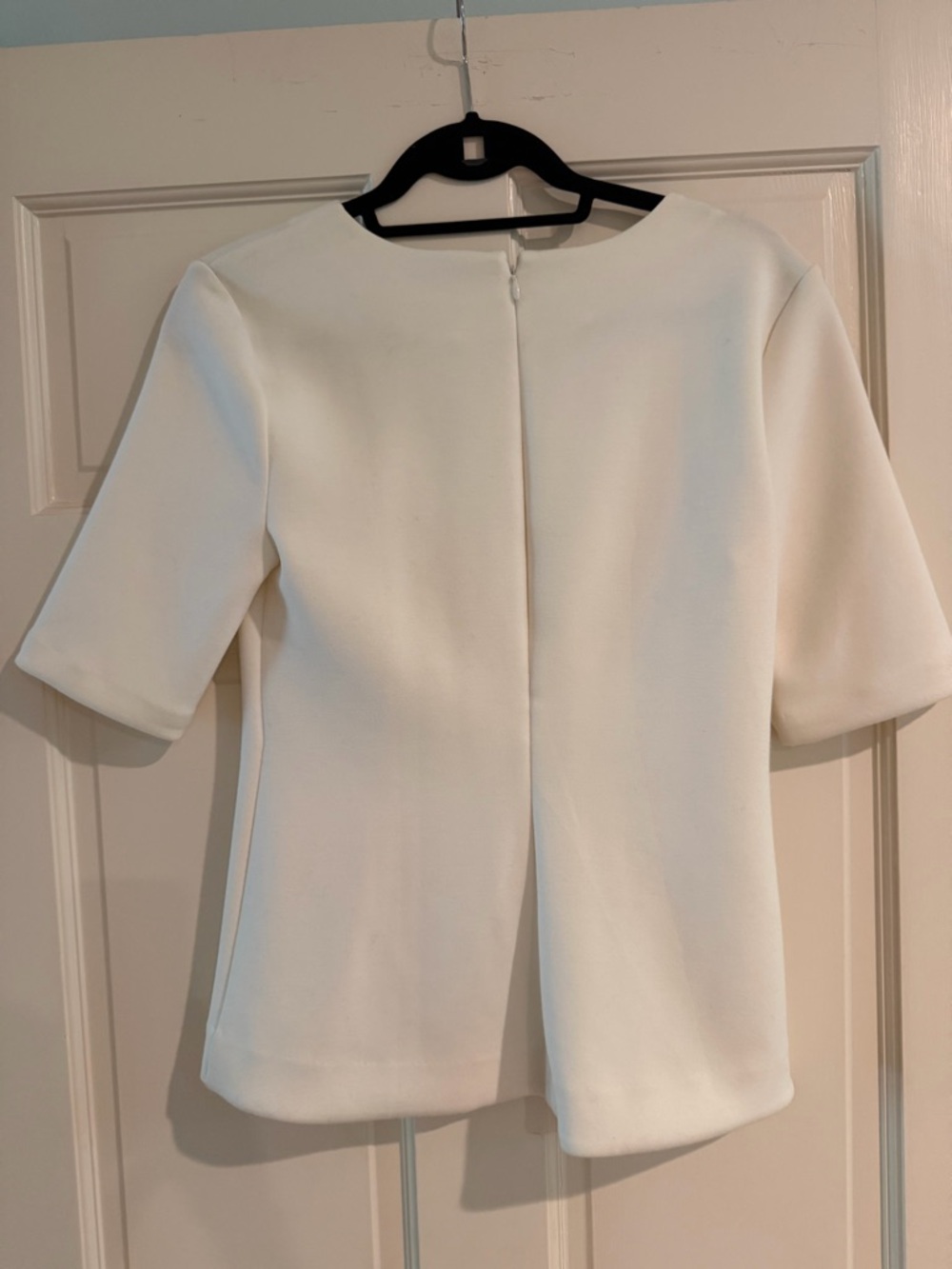 Ann Taylor Cream Short-Sleeve Ponte Peplum Tunic - Picture 4 of 4
